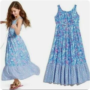 NEW w TAGS Lilly Pulitzer For Target Girls Maxi Dress My Fans Blue Pink